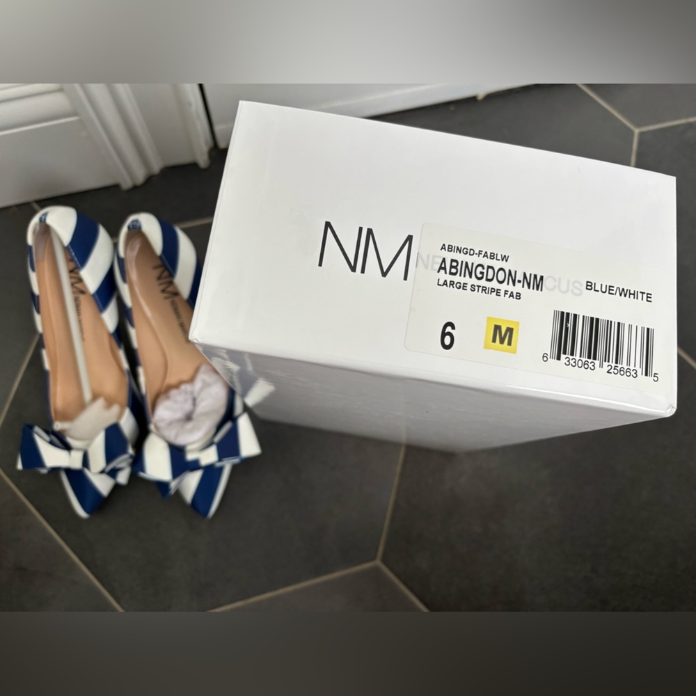 Neiman Marcus Striped Bow Pumps
